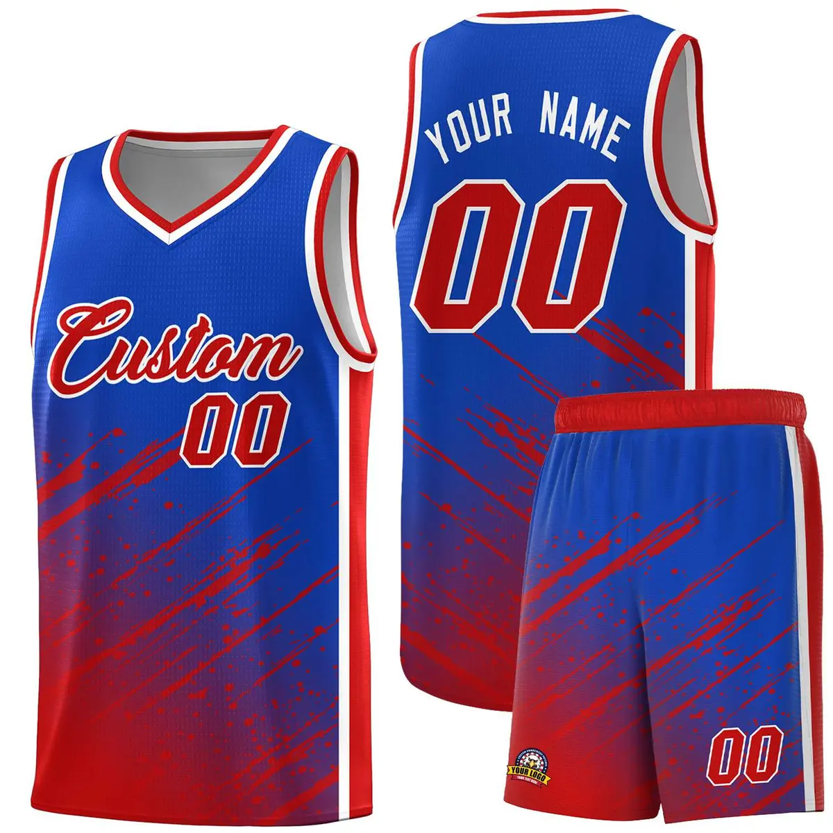 Royal Red Splash Basketball Kit for Team Play