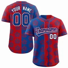 Royal Red Split Flower Graffiti Authentic Baseball Jersey 1