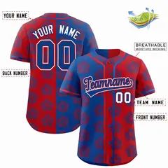 Royal Red Split Flower Graffiti Authentic Baseball Jersey 2