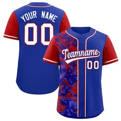 Royal Red Split Graffiti Raglan Sleeve Baseball Jersey