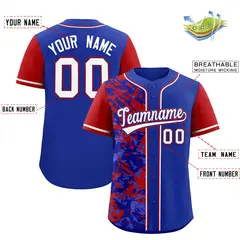 Royal Red Split Graffiti Raglan Sleeve Baseball Jersey 2