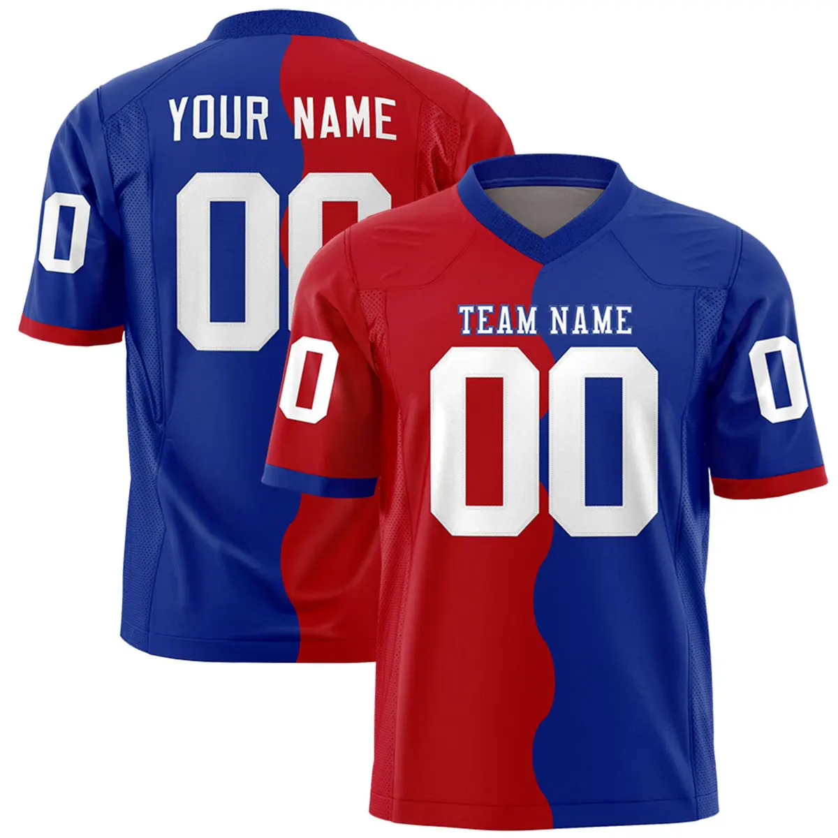 Royal Red Split Mesh Authentic Fashion Football Jersey