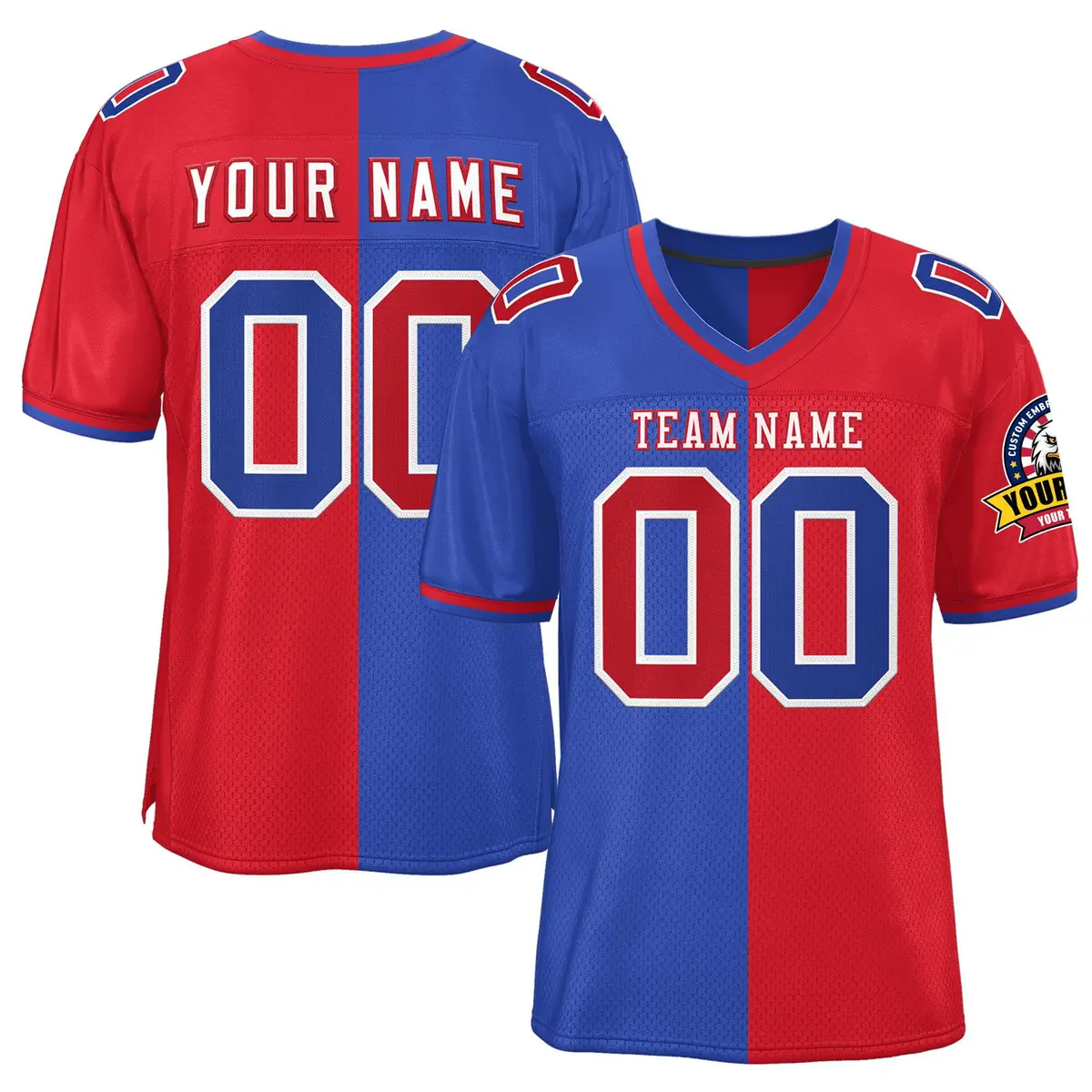 Royal Red Split Two-Tone Authentic Football Jersey