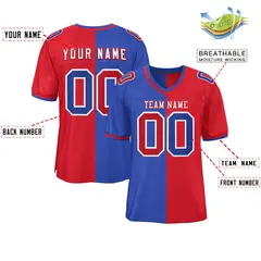 Royal Red Split Two-Tone Authentic Football Jersey 2