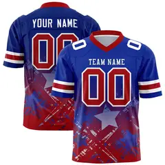 Royal Red Star Gradient Flag Football Jersey