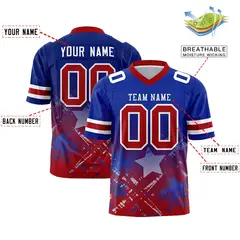 Royal Red Star Gradient Flag Football Jersey 2