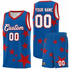 Royal Red Star Graffiti Basketball Jersey Sets