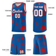 Royal Red Star Graffiti Basketball Jersey Sets 5
