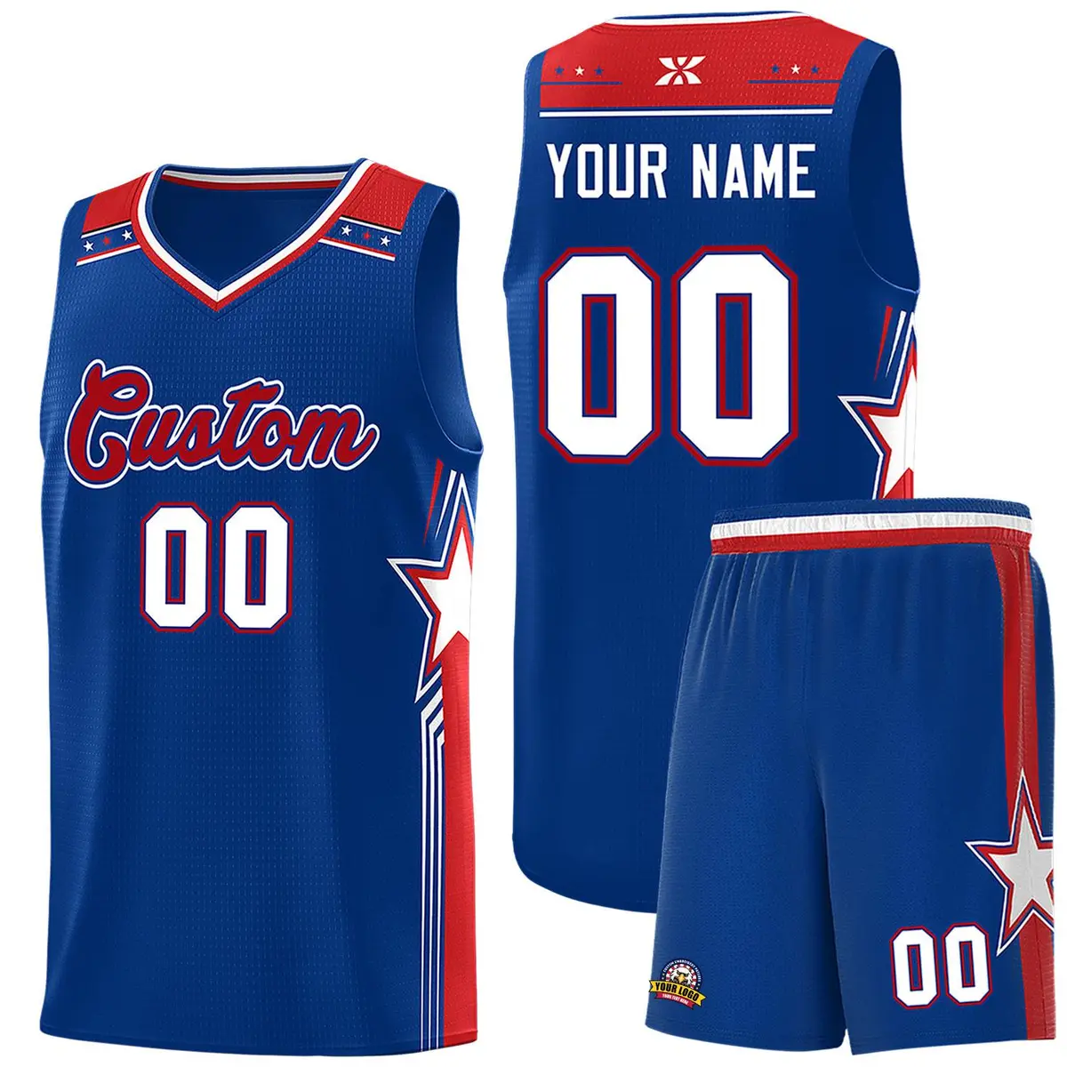 Royal Red Star Graffiti Basketball Jersey Sports Uniform