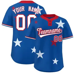 Royal Red Star Graffiti Two-Button Baseball Jersey