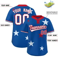 Royal Red Star Graffiti Two-Button Baseball Jersey 2