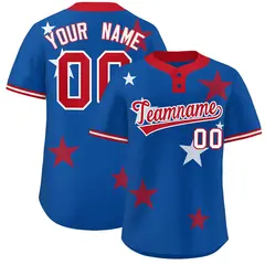 Royal Red Star Graffiti Two-Button Baseball Jersey