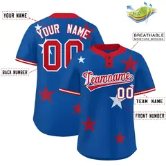 Royal Red Star Graffiti Two-Button Baseball Jersey 4