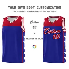 Royal Red Star Pattern Team Basketball Jersey 3