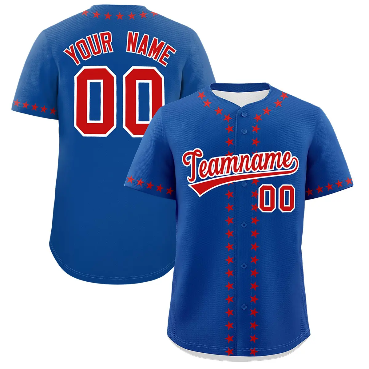 Royal Red Star Ribbing Authentic Baseball Jersey