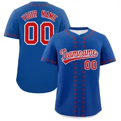 Royal Red Star Ribbing Authentic Baseball Jersey 1