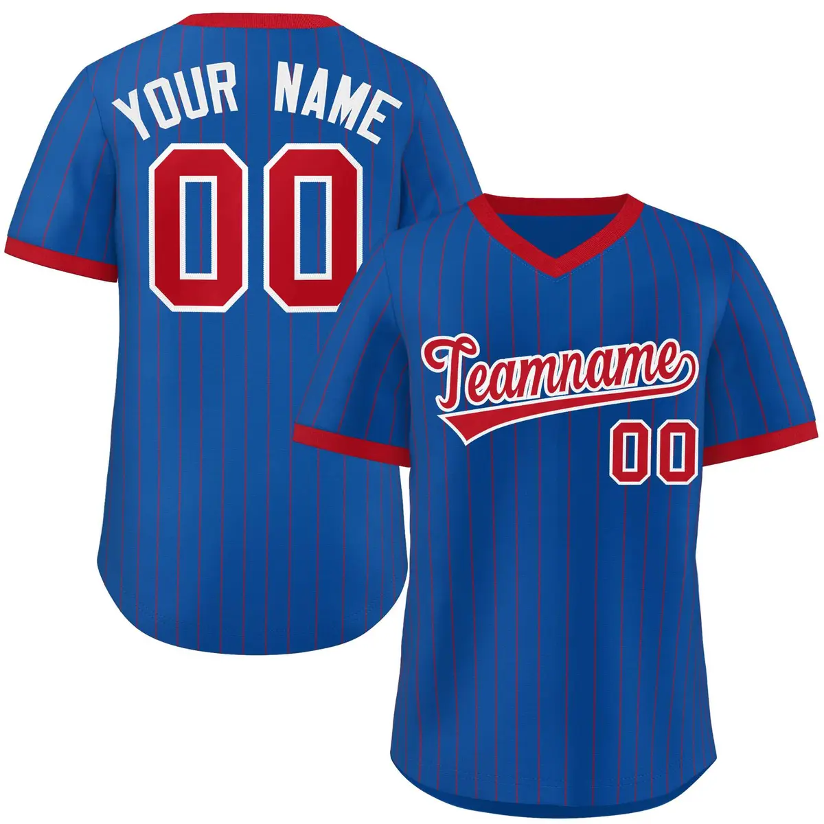 Royal Red Stripe Authentic Pullover Baseball Jersey
