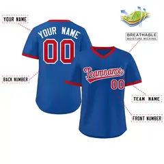 Royal Red Stripe Authentic Pullover Baseball Jersey 2