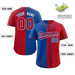 Royal Red Stripe-Solid Combo Baseball Jersey 2
