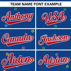 Royal Red Stripe Star Pattern Authentic Baseball Jersey 3
