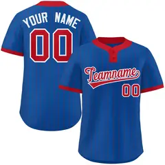 Royal Red Stripe Two-Button Softball Jersey 1