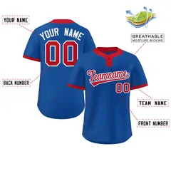 Royal Red Stripe Two-Button Softball Jersey 2