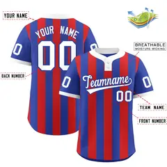 Royal Red Stripe Two-Button Softball Jersey 2