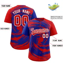 Royal Red Swirl Graffiti Pattern Authentic Baseball Jersey 2