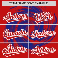 Royal Red Swirl Graffiti Pattern Authentic Baseball Jersey 3