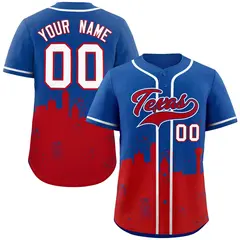 Royal Red Texas City Nightscape Authentic Baseball Jersey