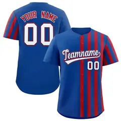 Royal Red Thick Stripe Authentic Baseball Jersey