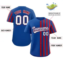 Royal Red Thick Stripe Authentic Baseball Jersey 2