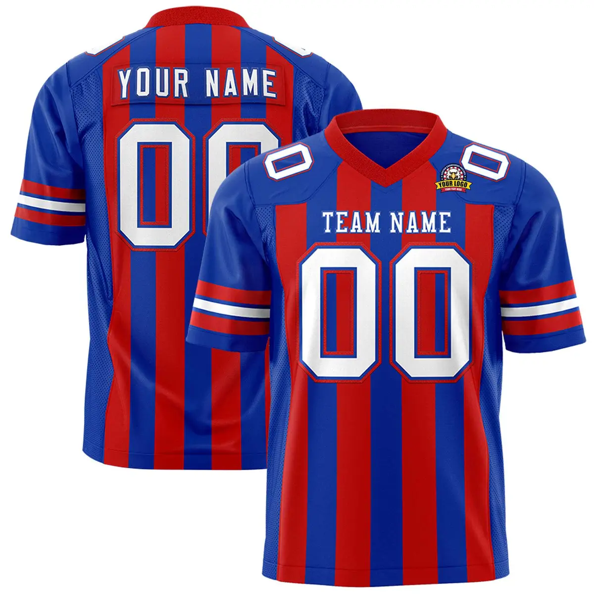 Royal Red Thick Stripe Authentic Football Jersey