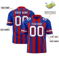 Royal Red Thick Stripe Authentic Football Jersey 2