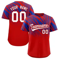 Royal Red Tiger Stripe Gradient Animal Print Baseball Jersey 1