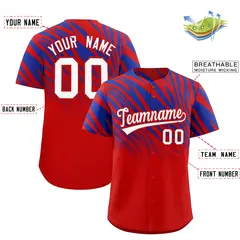 Royal Red Tiger Stripe Gradient Animal Print Baseball Jersey 2