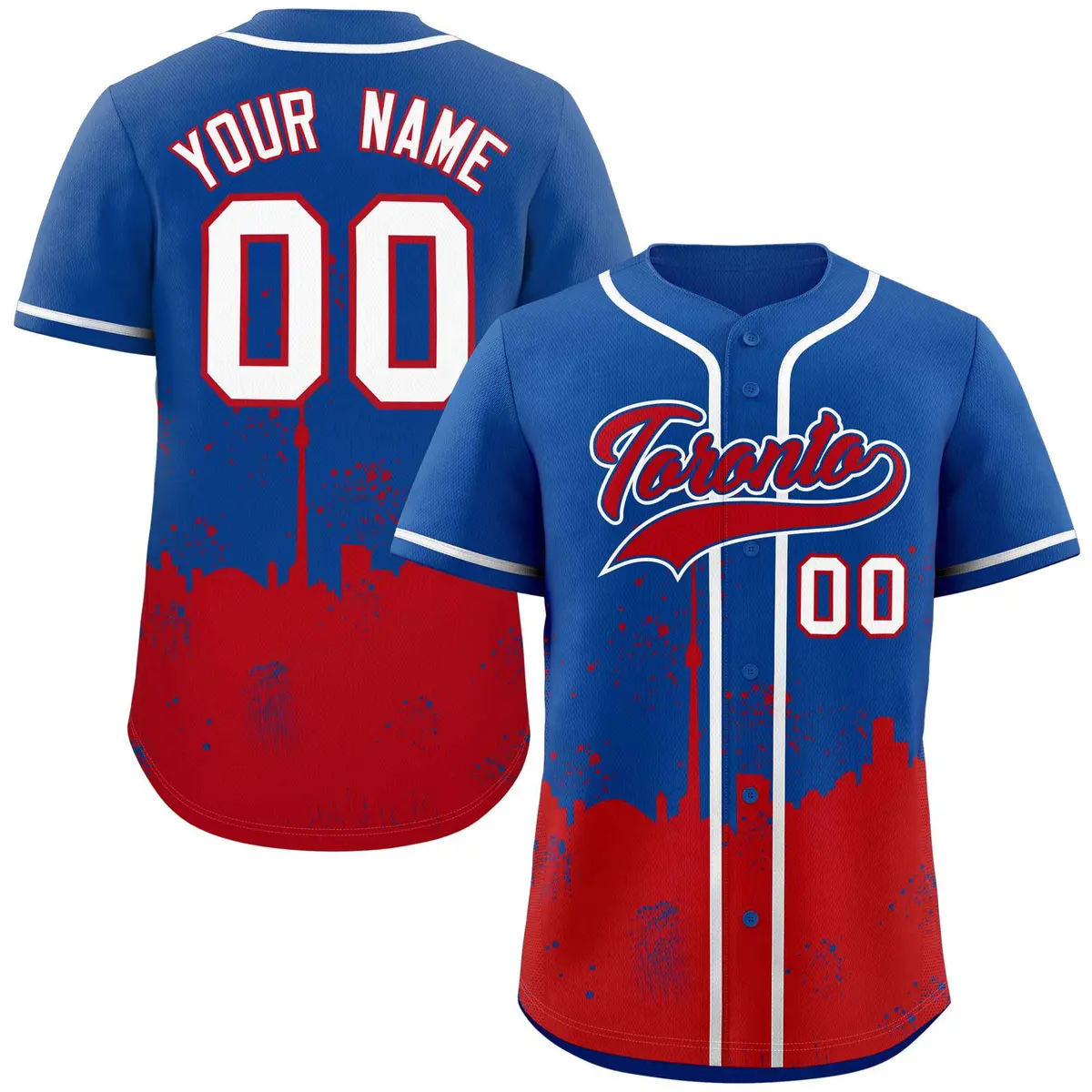 Royal Red Toronto City Nightscape Authentic Baseball Jersey