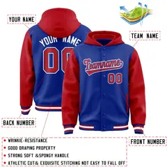 Royal Red Two Tone Raglan Varsity Letterman Jacket Hoodie 4