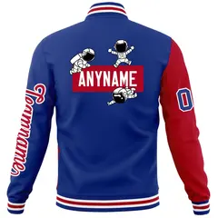 Royal Red Two Tone Split Full-Snap Letterman Jacket Raglan Sleeves 6