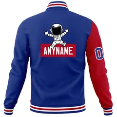 Royal Red Two Tone Split Full-Snap Letterman Jacket Raglan Sleeves 6
