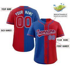Royal Red Two-Tone Striped Authentic Baseball Jersey 2