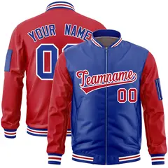 Royal Red Two-Tone Varsity Letterman Bomber Jacket 1