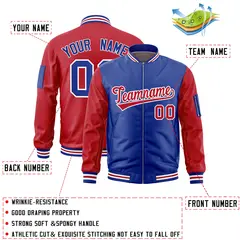 Royal Red Two-Tone Varsity Letterman Bomber Jacket 2