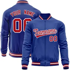 Royal Red Varsity Full-Zip Letterman Baseball Jacket 1