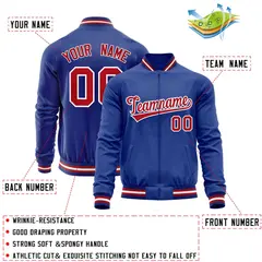 Royal Red Varsity Full-Zip Letterman Baseball Jacket 4