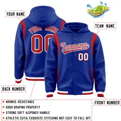 Royal Red Varsity Letterman Shoulder Color Block Jacket Hoodie 4