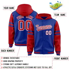 Royal Red Varsity Three Stripes Raglan Jacket Hoodie 4