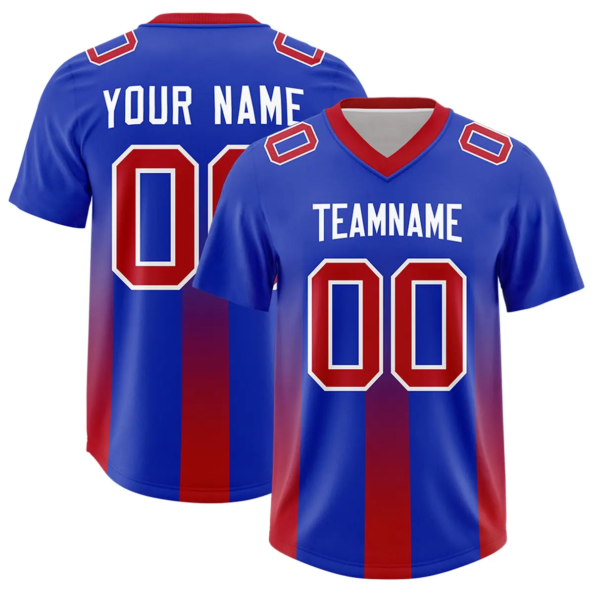 Royal Red Vertical Gradient Stripe Fashion Football Jersey
