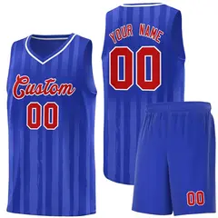 Royal Red Vertical Stripe Basketball Team Jersey