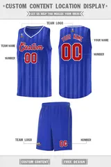 Royal Red Vertical Stripe Basketball Team Jersey 2